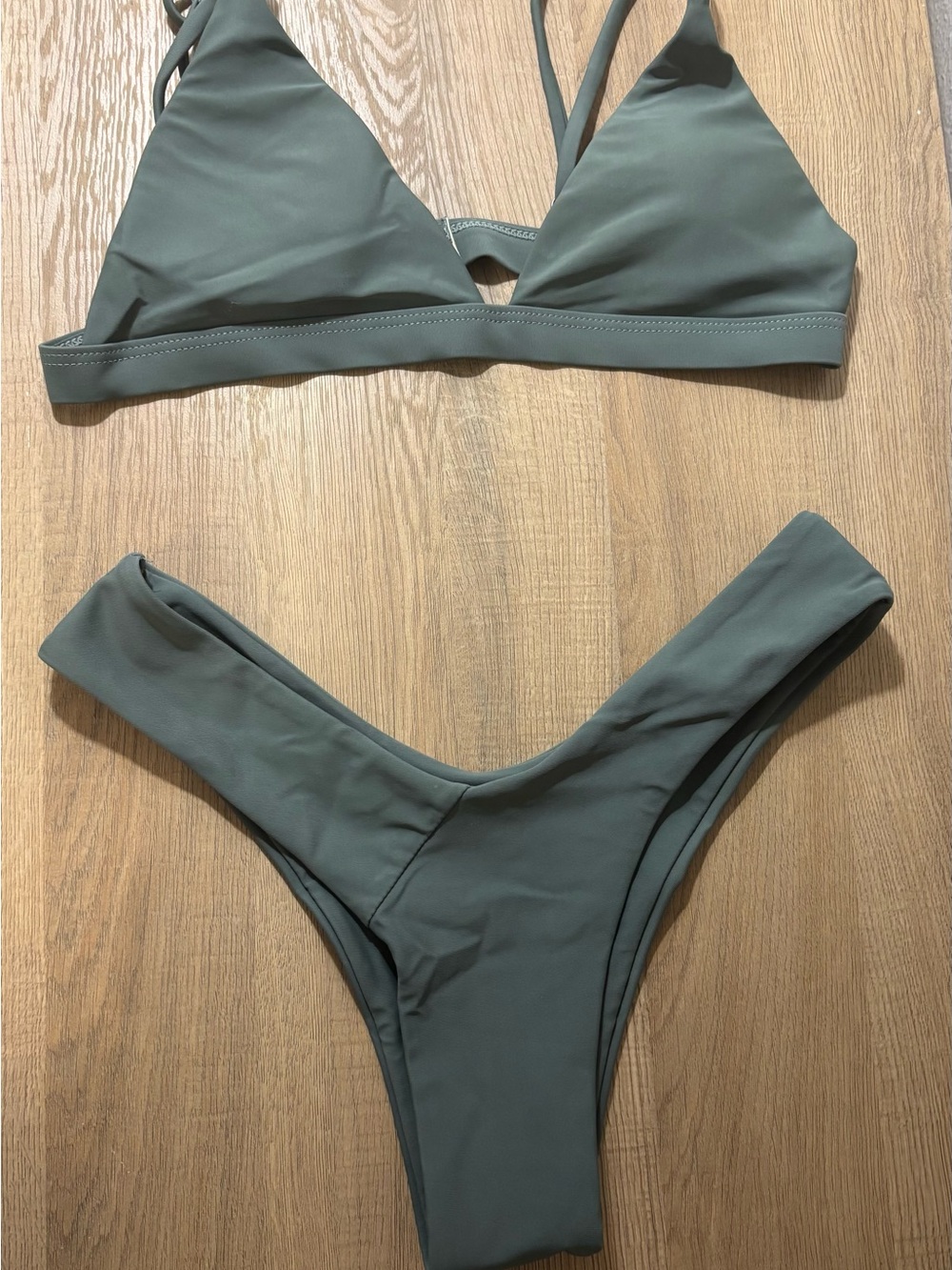 SHEIN Olive Green Triangle Bikini Set